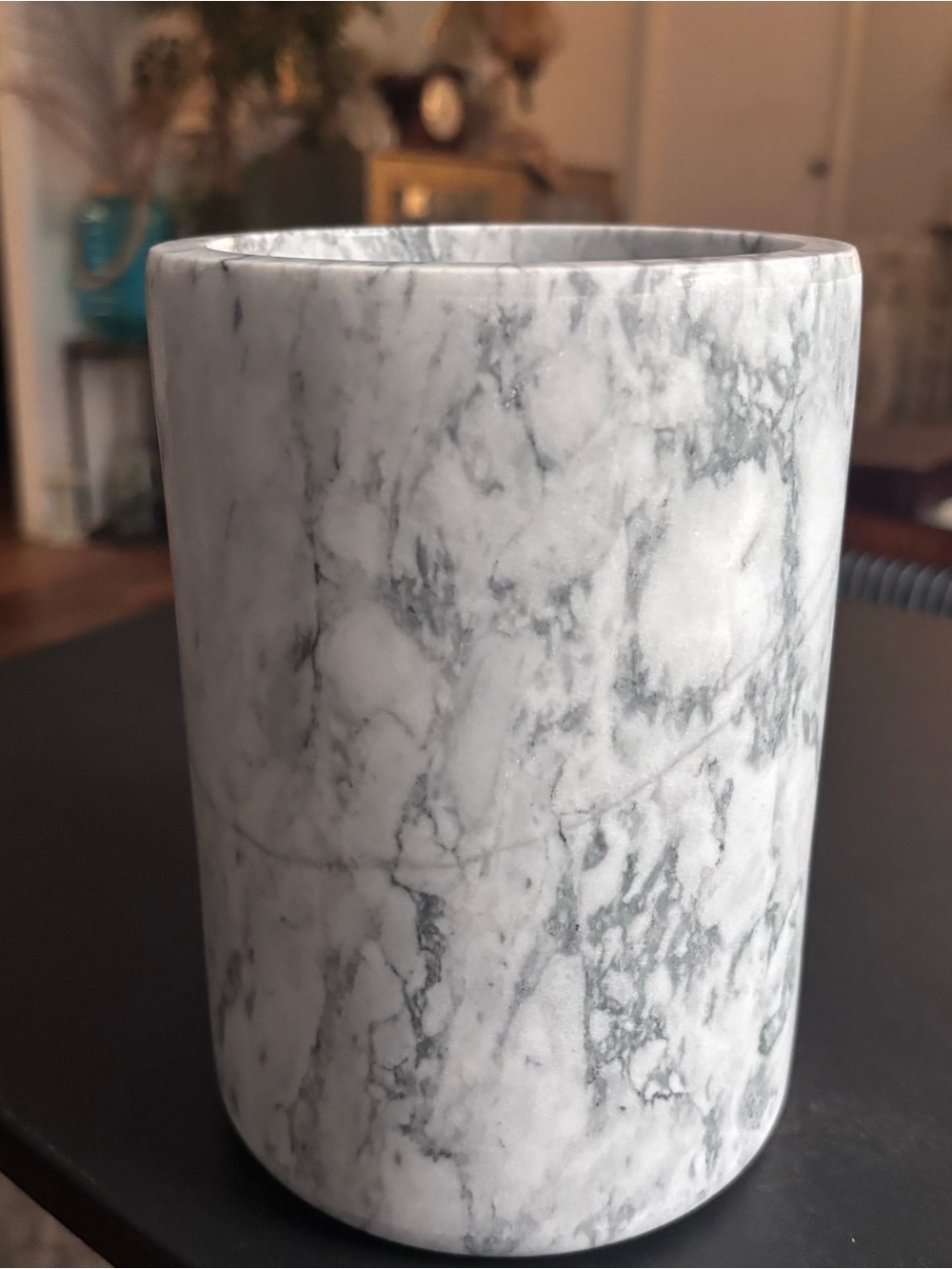 Twenty Marble-Effect White & Gray Ceramic Accent Vase